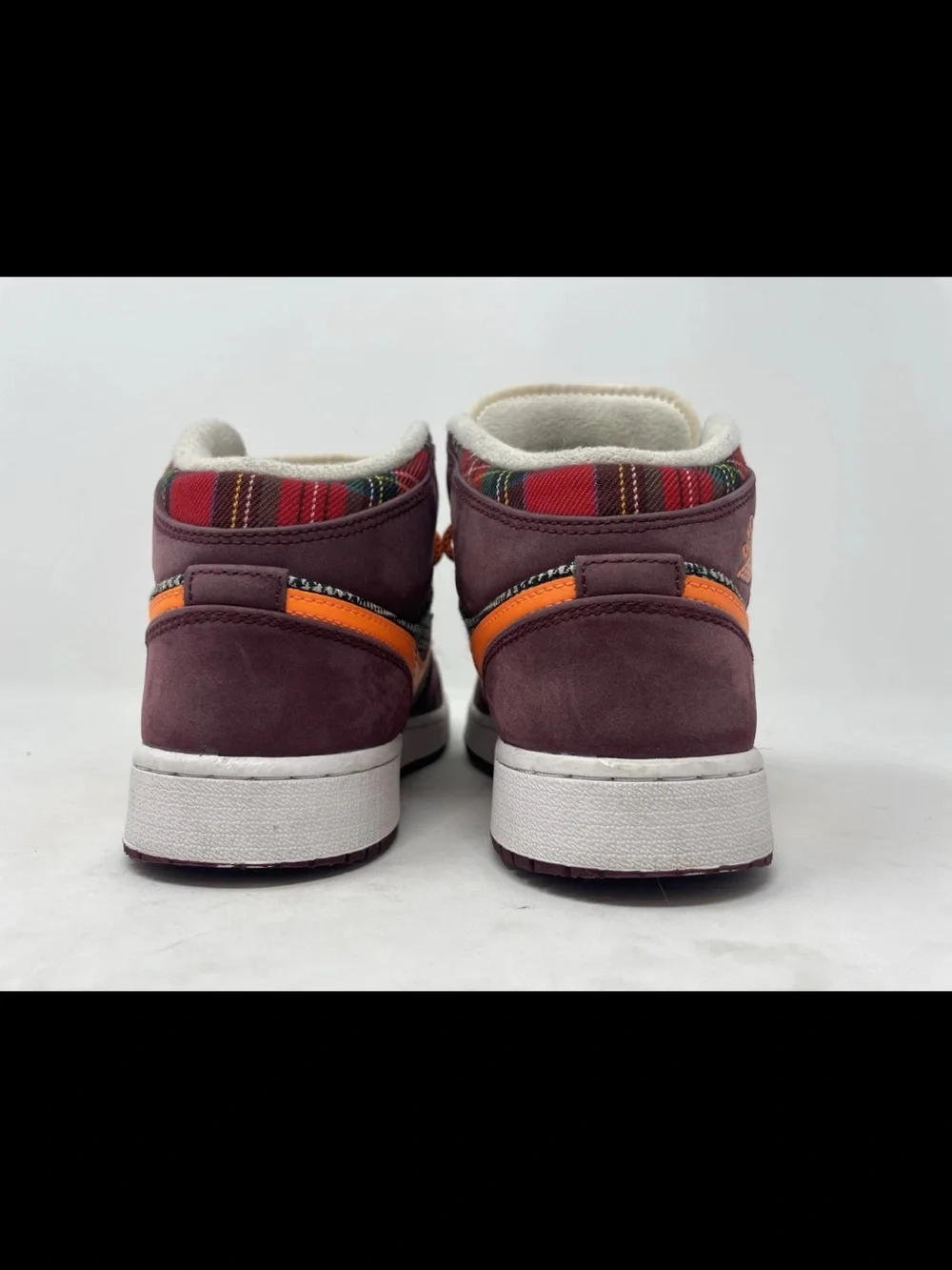 Size 5YUS - Nike Air Jordan 1 Mid Plaid Night Maroon Black White FD5460-608